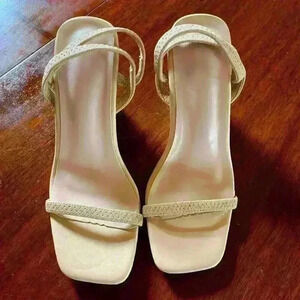 VETASTE‎ Espadrille Platform Nude Ankle Strap Wedge Open Toe Heels Size 6.5